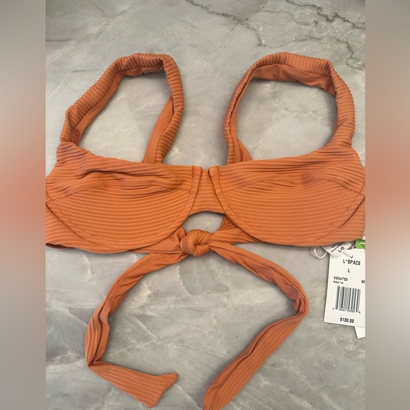 NWT! L*Space Nikita burnt orange ribbed Bikini Top. Women’s Large $130 - Picture 1 of 5